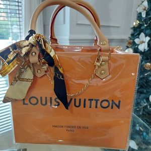 Authentic Louis Vuitton shopping bag covered waterproof clear PVC  with handles